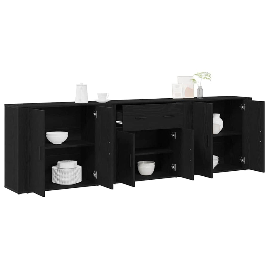 Dressoir Met Lade 240 X 33 X 70 Cm Bewerkt Hout Zwart eiken
