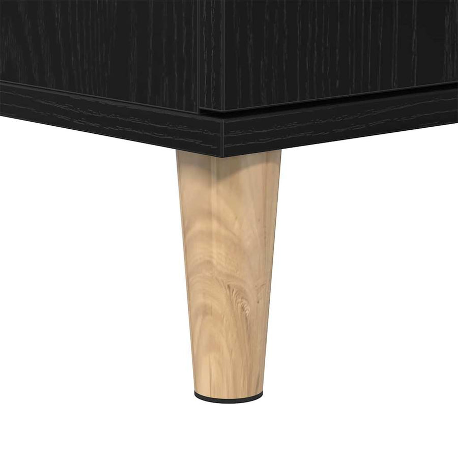 Badkamermeubelset 3 pcs Zwart Eiken Geperst Hout en Metaal