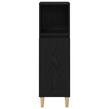 Badkamermeubelset 3 pcs Zwart Eiken Geperst Hout en Metaal