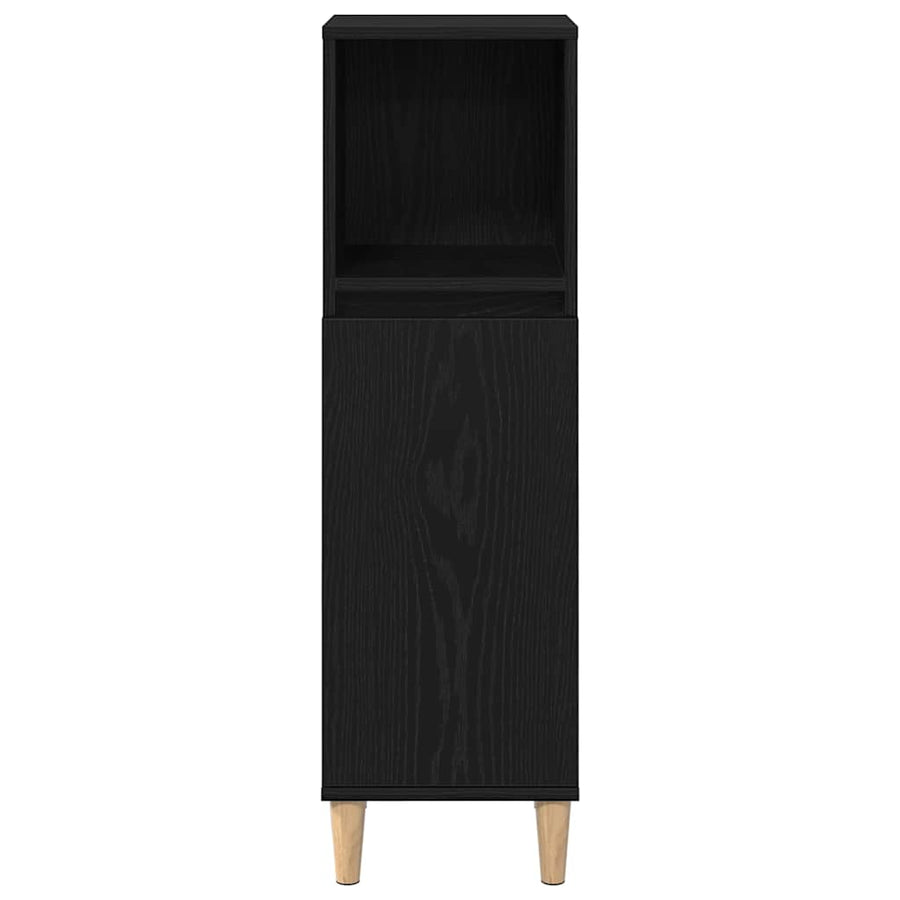 Badkamermeubelset 3 pcs Zwart Eiken Geperst Hout en Metaal