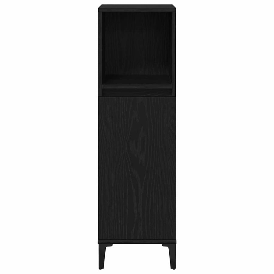 Badkamermeubelset 3 pcs Zwart Eiken Geperst Hout en Metaal