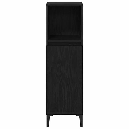 Badkamermeubelset 3 pcs Zwart Eiken Geperst Hout en Metaal