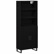 Hoge kast 180x69.5x32.5 cm zwart eiken bewerkt hout