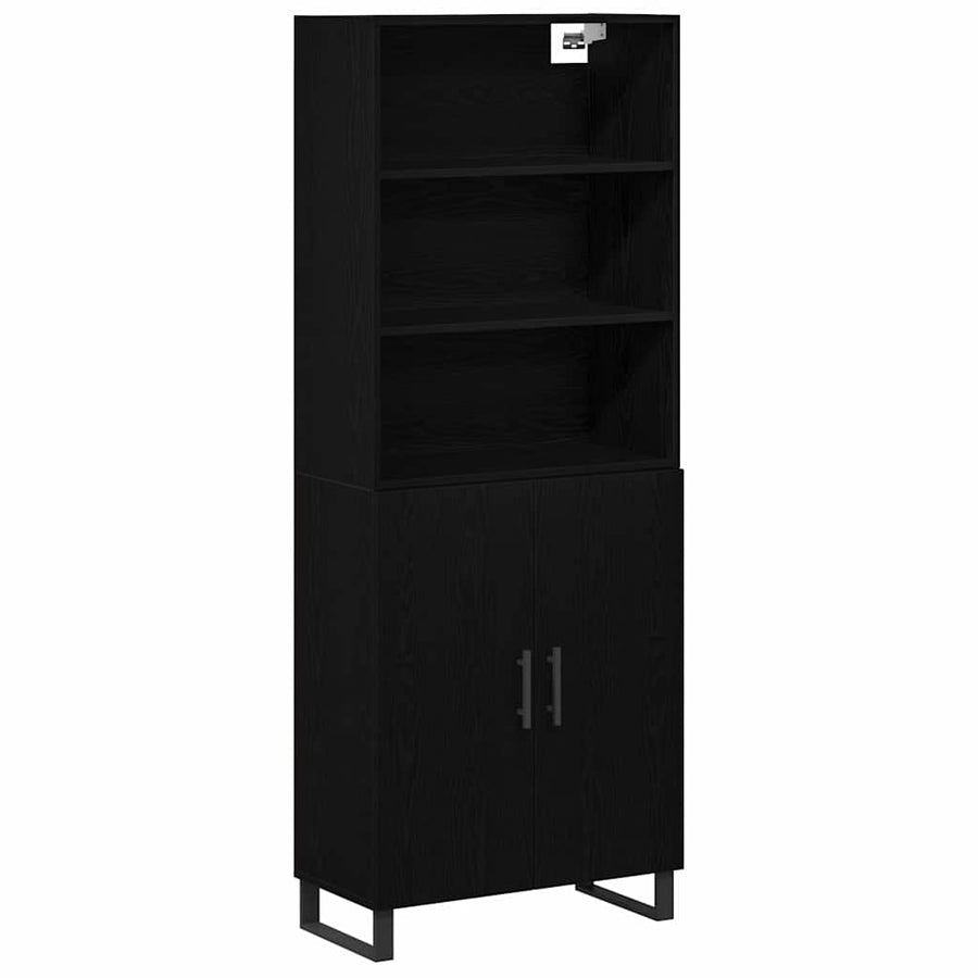 Hoge kast 2 pcs Zwart Eiken Bewerkt hout