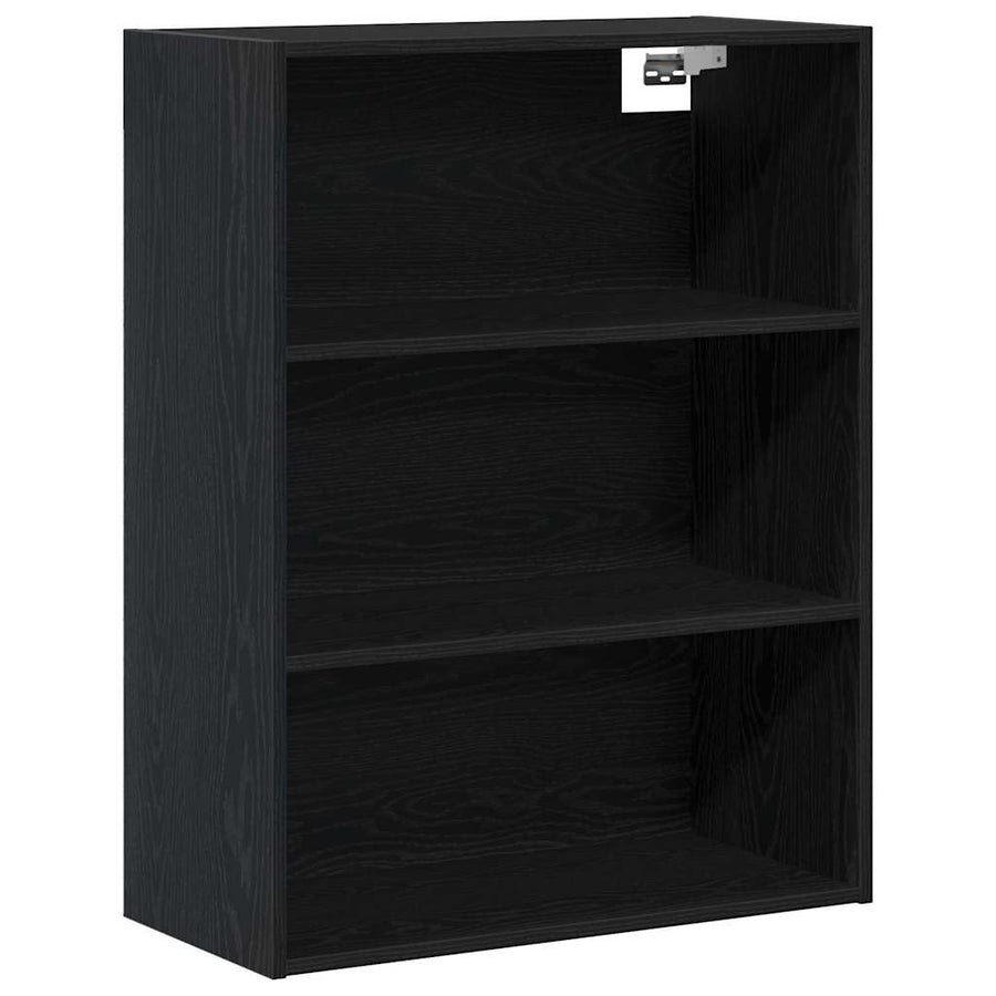 Hoge kast 2 pcs Zwart Eiken Bewerkt hout