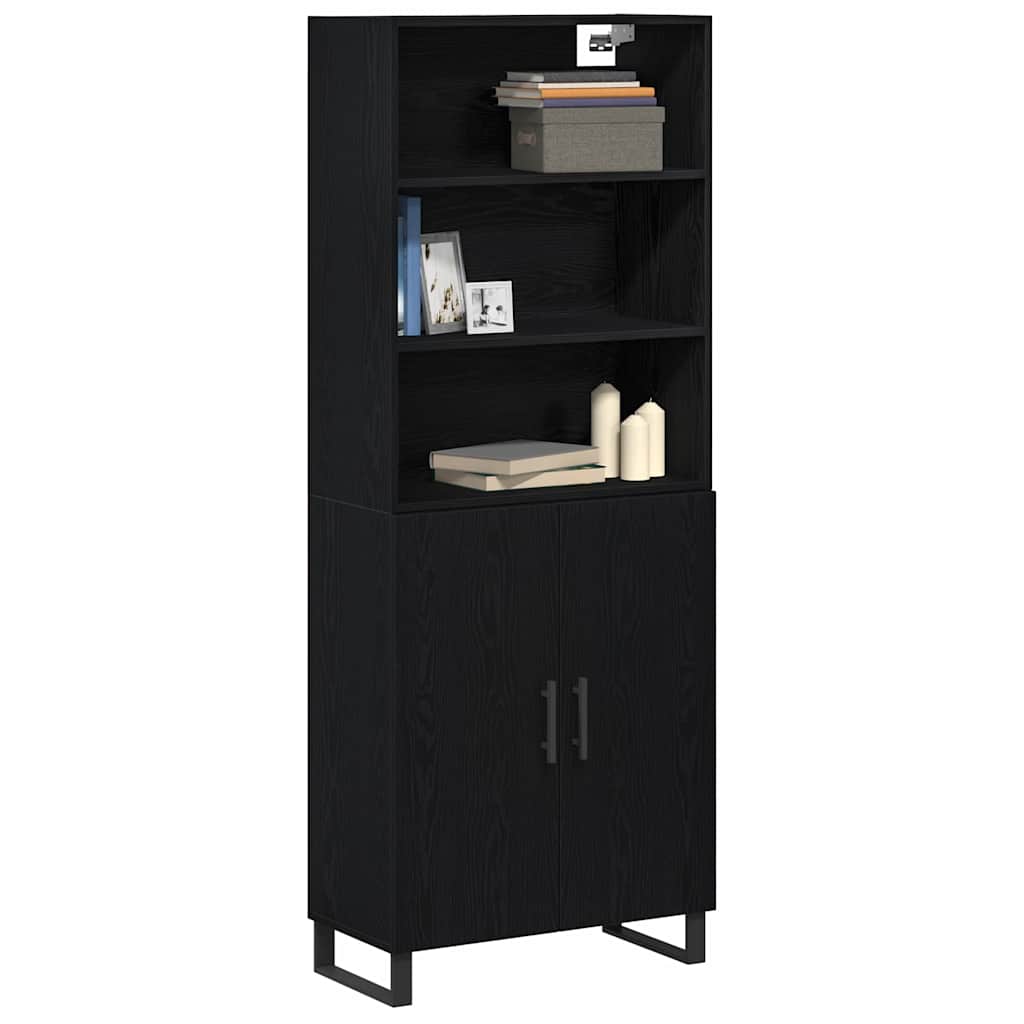 Hoge kast 2 pcs Zwart Eiken Bewerkt hout