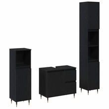 Badkamermeubelset met lade 3 pcs Zwart Eiken 30 x 30 x 190 cm