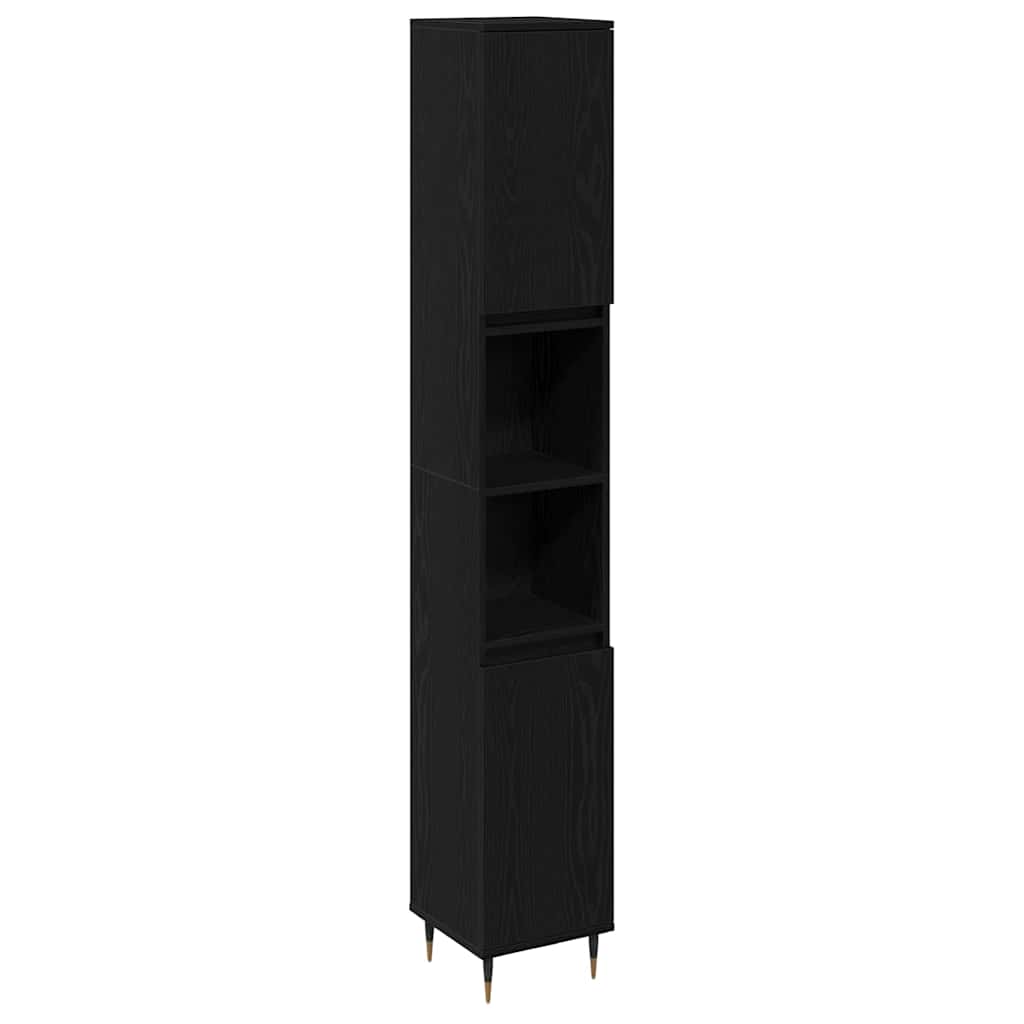 Badkamermeubelset met lade 3 pcs Zwart Eiken 30 x 30 x 190 cm
