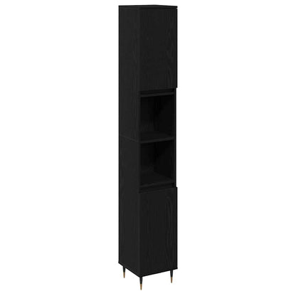 Badkamermeubelset met lade 3 pcs Zwart Eiken 30 x 30 x 190 cm