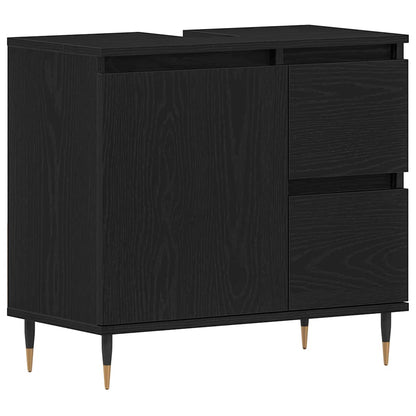 Badkamermeubelset met lade 3 pcs Zwart Eiken 30 x 30 x 190 cm