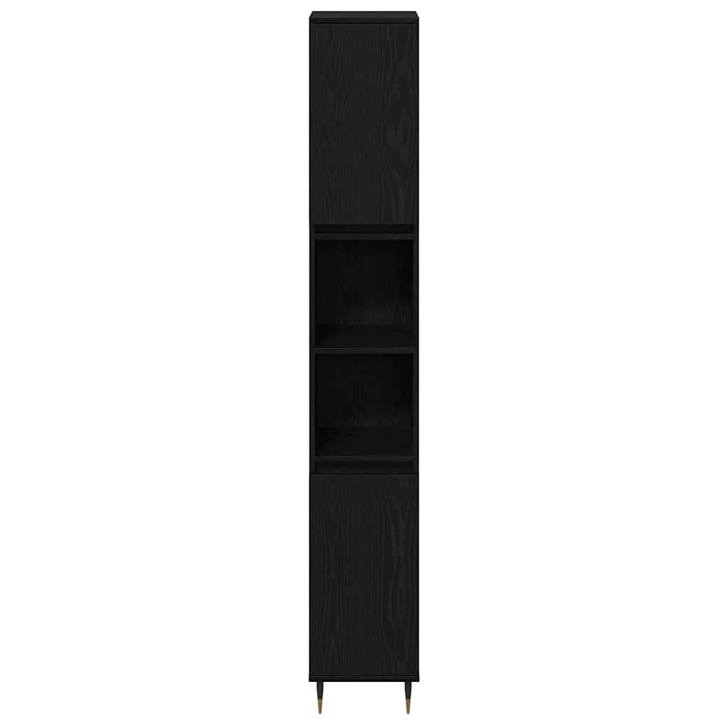 Badkamermeubelset met lade 3 pcs Zwart Eiken 30 x 30 x 190 cm