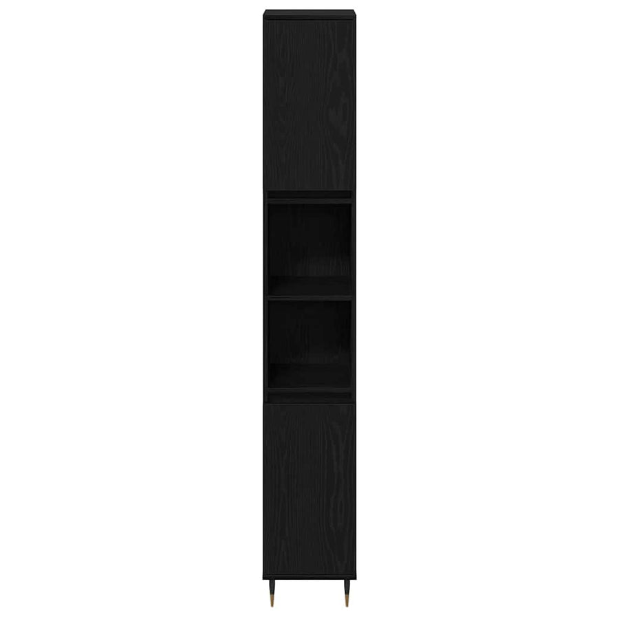 Badkamermeubelset met lade 3 pcs Zwart Eiken 30 x 30 x 190 cm