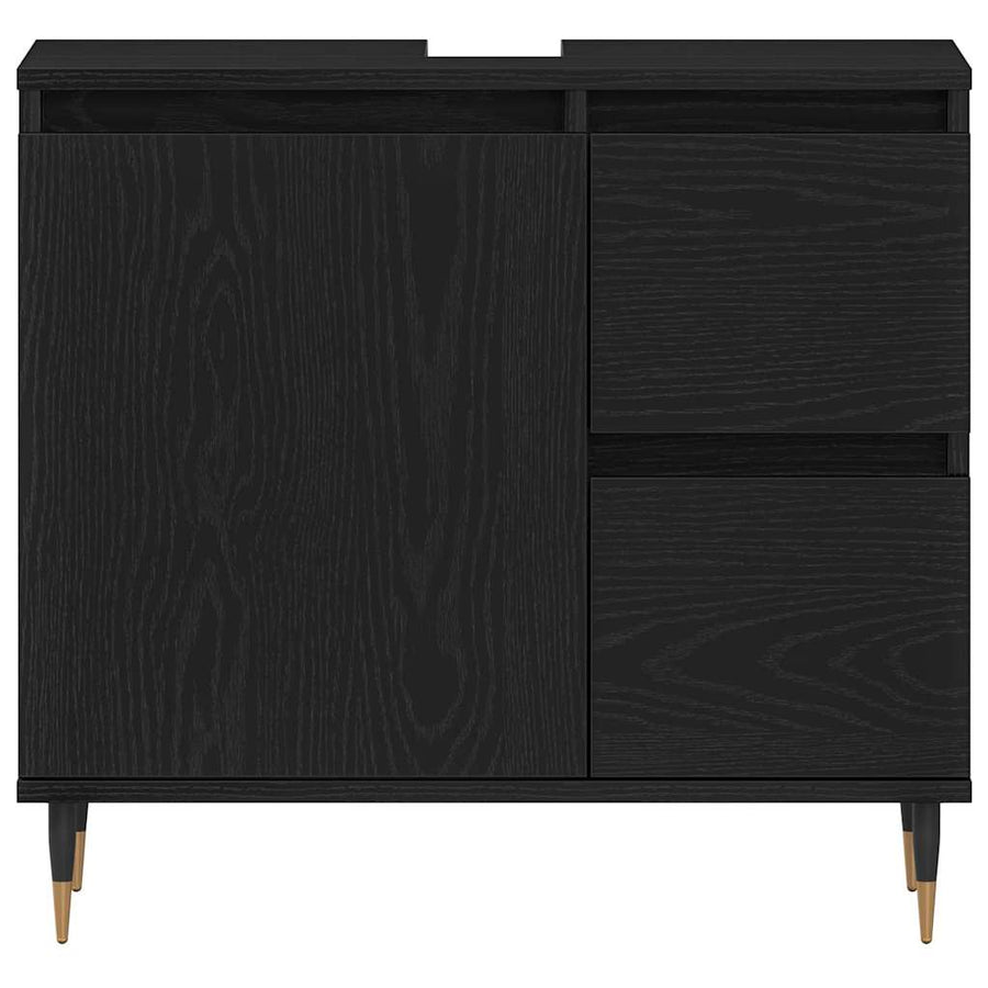 Badkamermeubelset met lade 3 pcs Zwart Eiken 30 x 30 x 190 cm