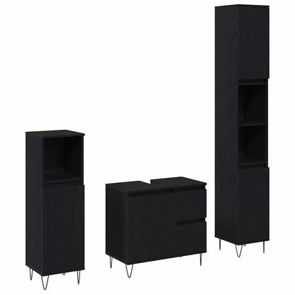 Badkamermeubelset met lade 3 pcs Zwart Eiken 30 x 30 x 190 cm