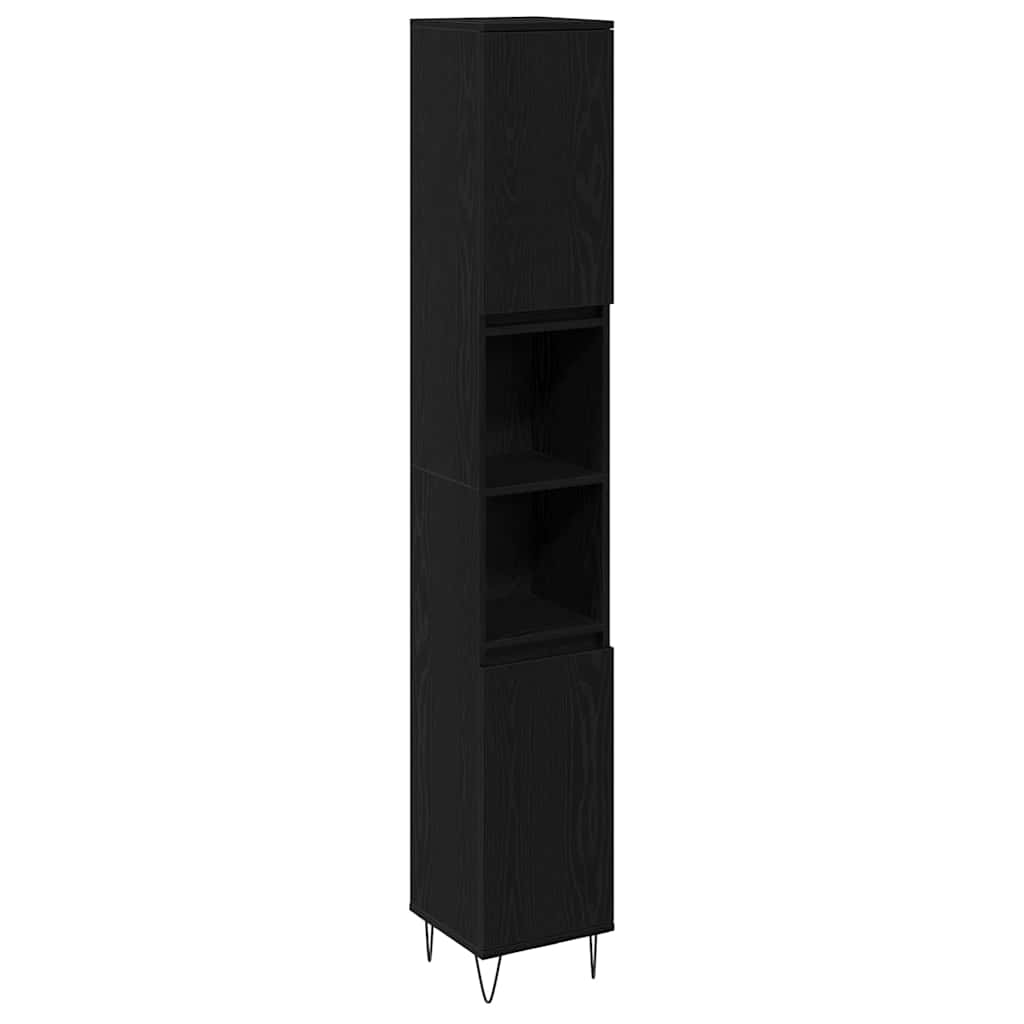 Badkamermeubelset met lade 3 pcs Zwart Eiken 30 x 30 x 190 cm