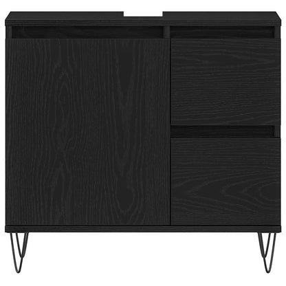 Badkamermeubelset met lade 3 pcs Zwart Eiken 30 x 30 x 190 cm
