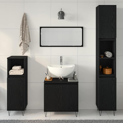 Badkamermeubelset met opslag 3 pcs Zwart Eiken 30 x 30 x 190 cm