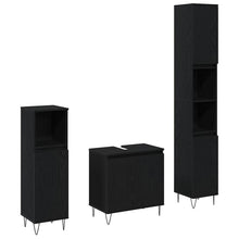 Badkamermeubelset met opslag 3 pcs Zwart Eiken 30 x 30 x 190 cm