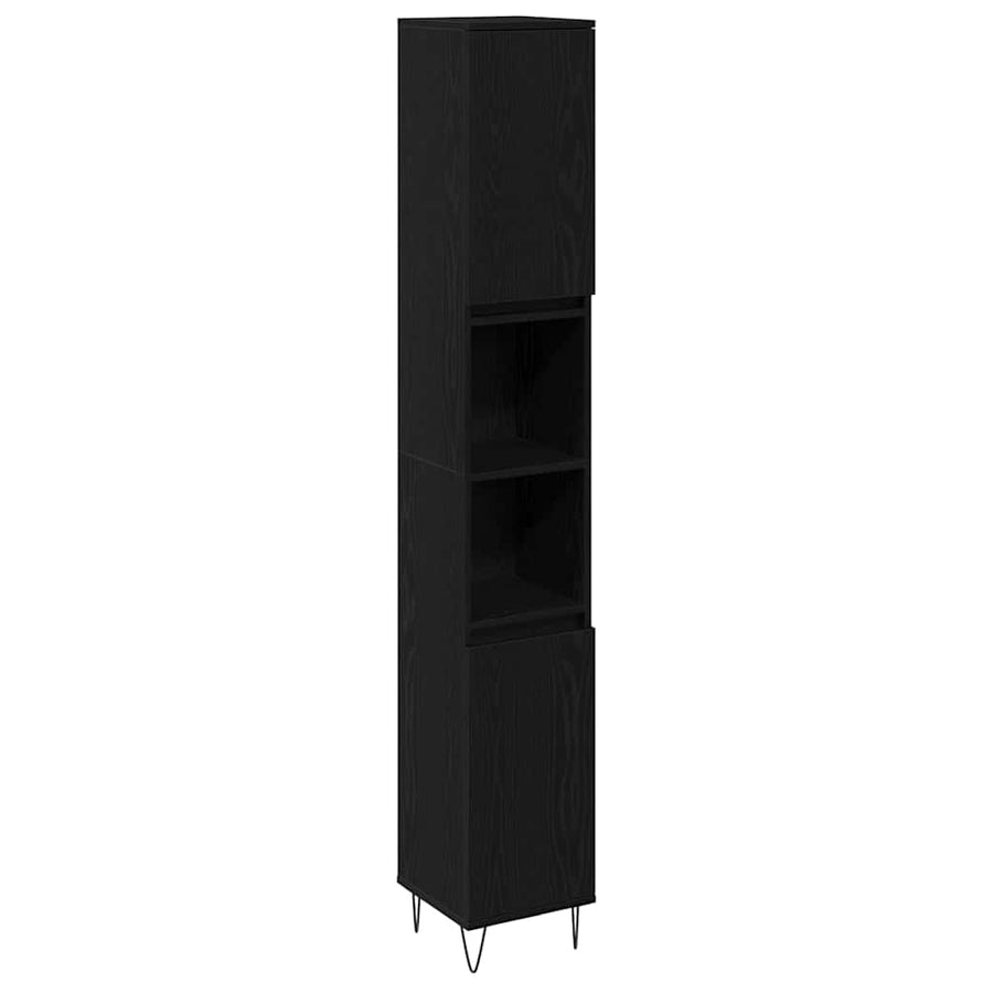 Badkamermeubelset met opslag 3 pcs Zwart Eiken 30 x 30 x 190 cm