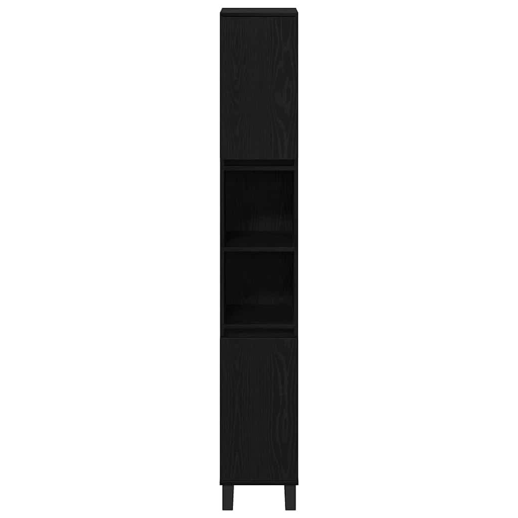 Badkamermeubelset 3 pcs Zwart Eiken Geperst Hout en Metaal