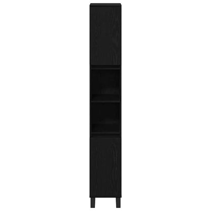 Badkamermeubelset 3 pcs Zwart Eiken Geperst Hout en Metaal