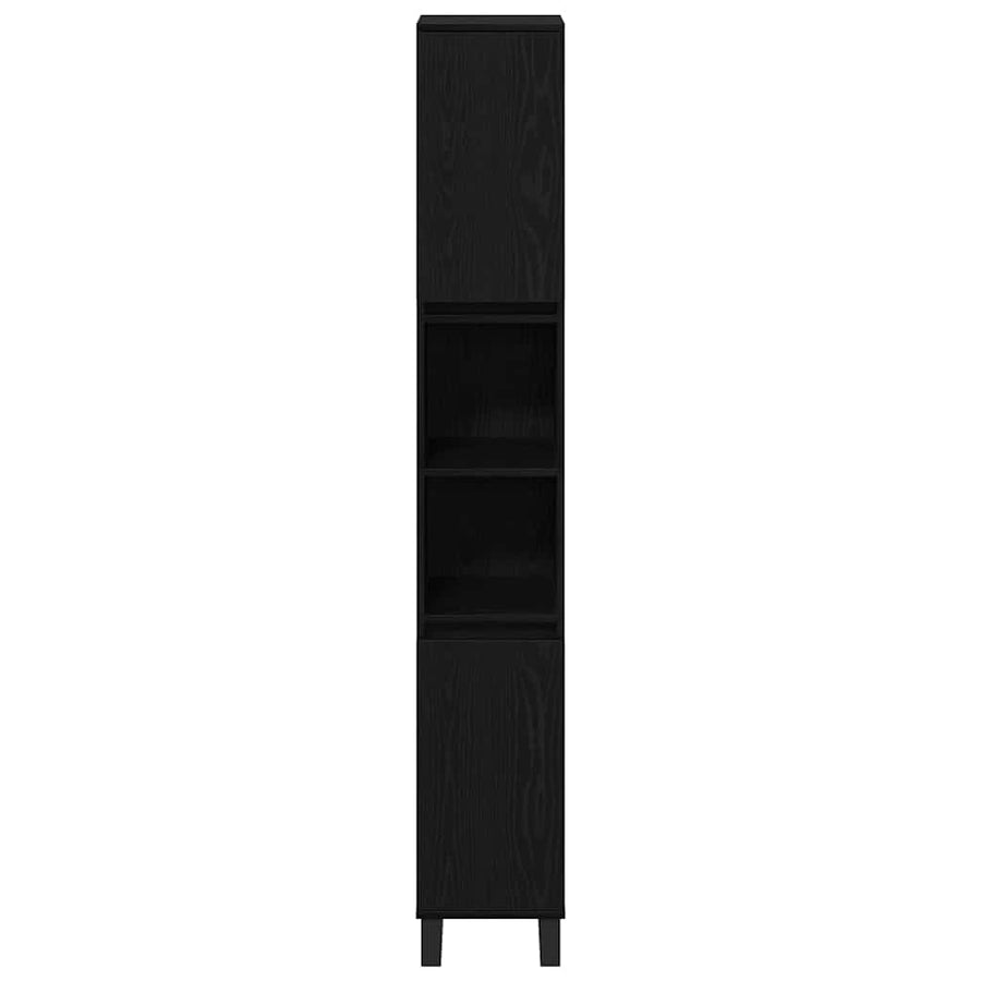 Badkamermeubelset 3 pcs Zwart Eiken Geperst Hout en Metaal