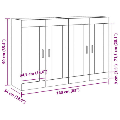 Wandkast 2 pcs Artisan Eiken 69,5 x 34 x 90 cm Bewerkt hout