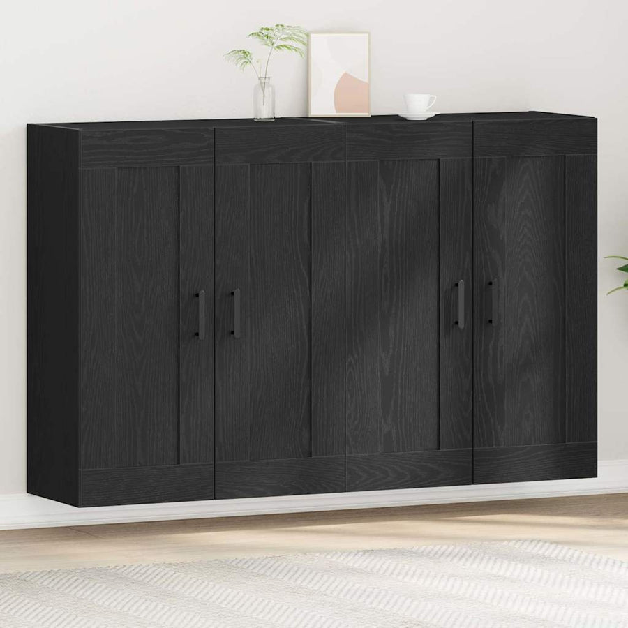 Wandkast 2 pcs Zwart Eiken 69,5 x 34 x 90 cm Bewerkt hout