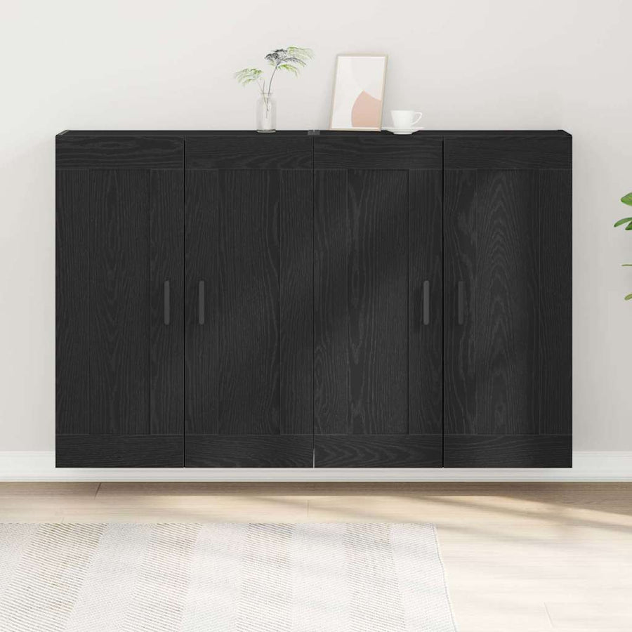 Wandkast 2 pcs Zwart Eiken 69,5 x 34 x 90 cm Bewerkt hout