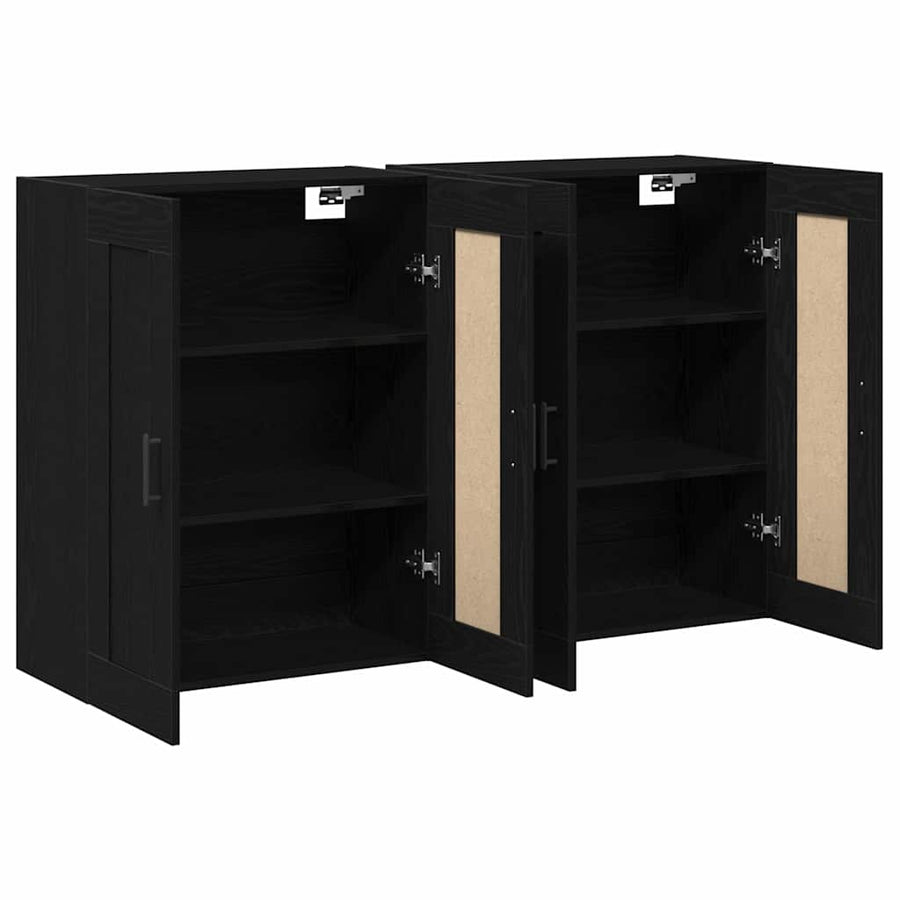 Wandkast 2 pcs Zwart Eiken 69,5 x 34 x 90 cm Bewerkt hout