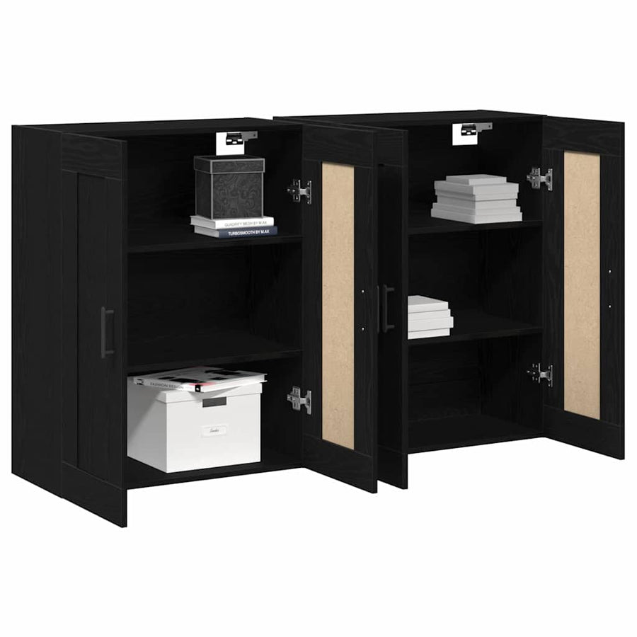 Wandkast 2 pcs Zwart Eiken 69,5 x 34 x 90 cm Bewerkt hout