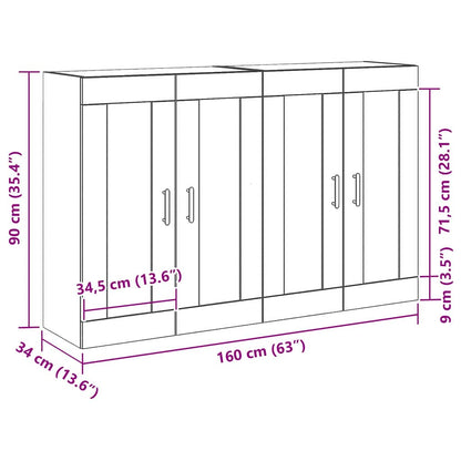 Wandkast 2 pcs Zwart Eiken 69,5 x 34 x 90 cm Bewerkt hout