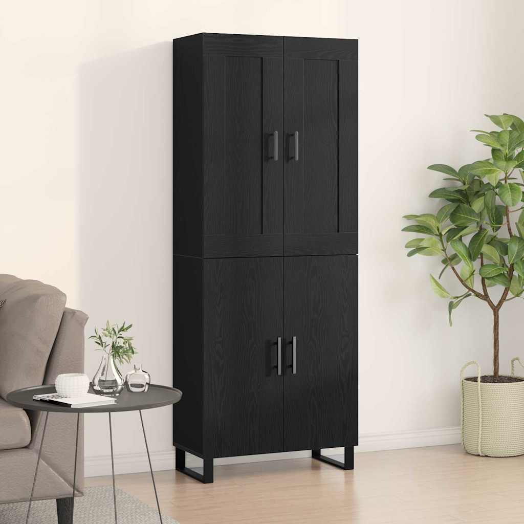 Hoge kast Zwart Eiken 69,5 x 34 x 180 cm Bewerkt hout