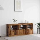 LED Sideboard Reclaimed Wood 162 x 37 x 67 cm Engineered wood