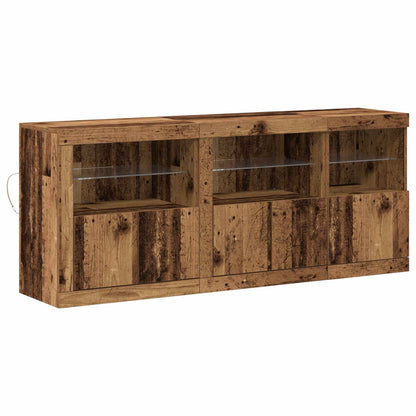 LED Sideboard Oudhout 162 x 37 x 67 cm Bewerkt hout