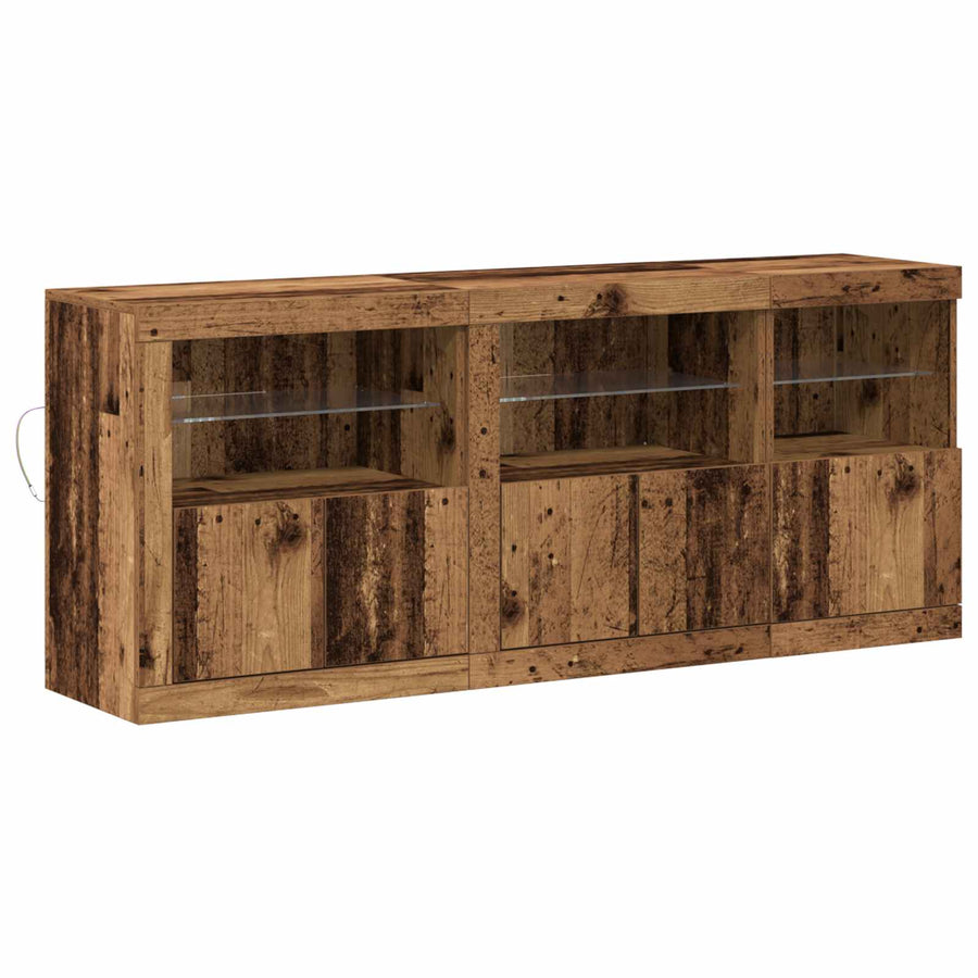 LED Sideboard Oudhout 162 x 37 x 67 cm Bewerkt hout