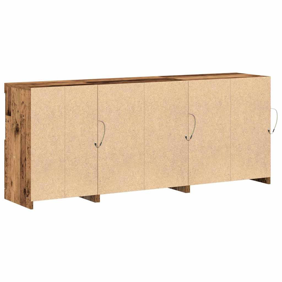LED Sideboard Oudhout 162 x 37 x 67 cm Bewerkt hout