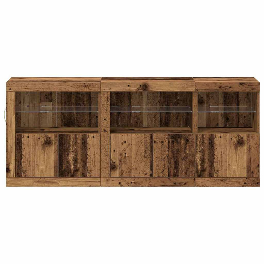 LED Sideboard Oudhout 162 x 37 x 67 cm Bewerkt hout