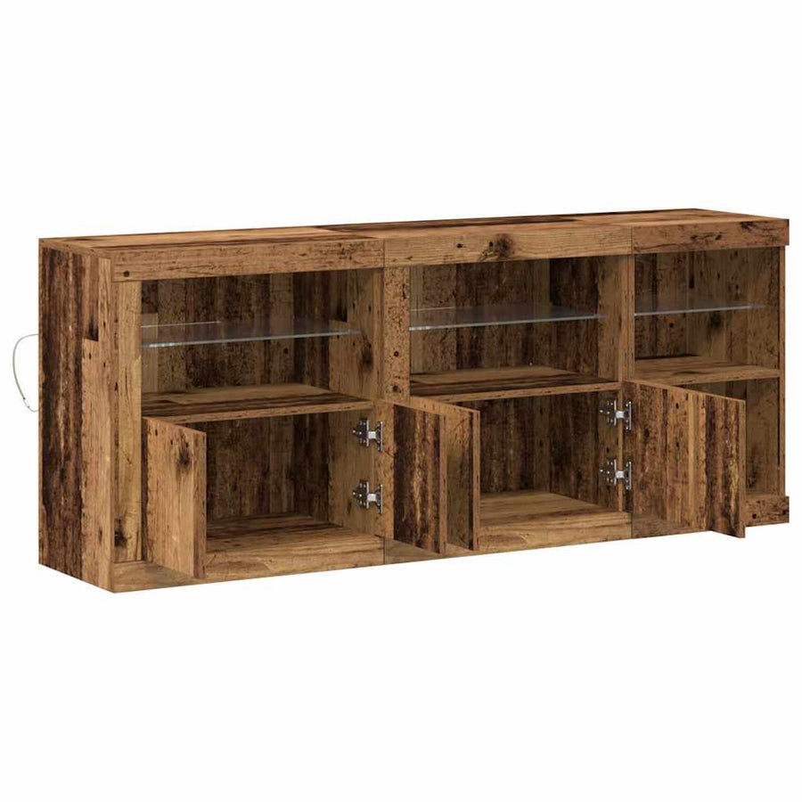 LED Sideboard Oudhout 162 x 37 x 67 cm Bewerkt hout