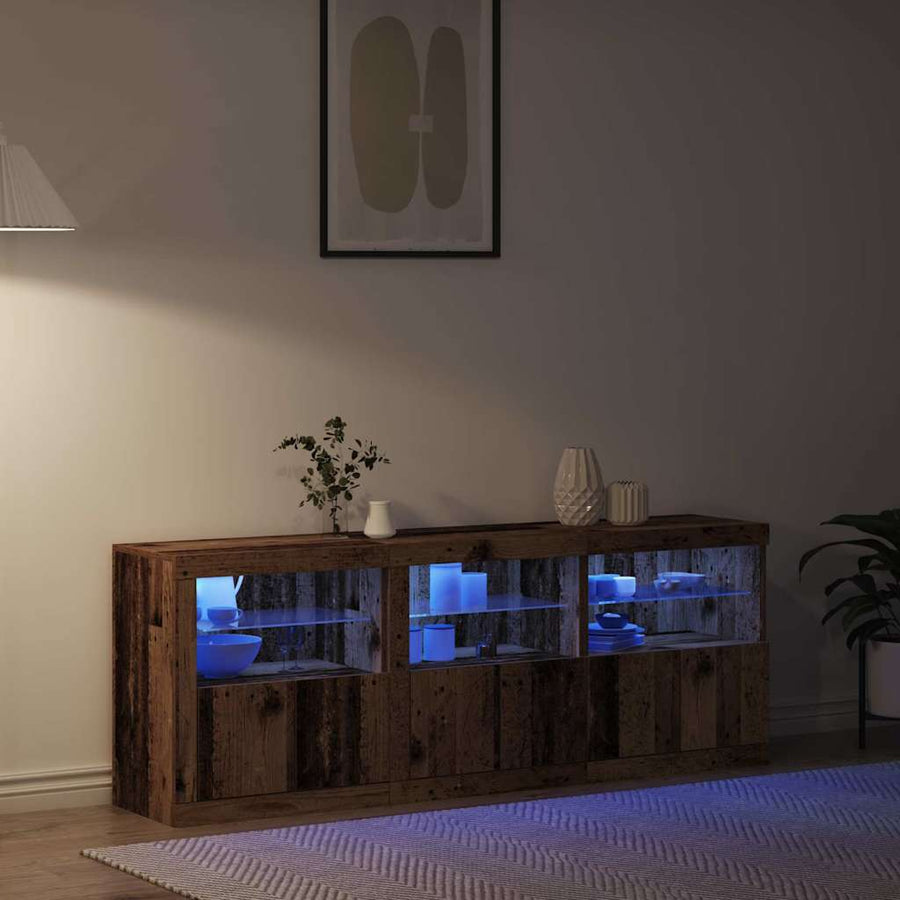 LED Sideboard Oud Hout 181 x 37 x 67 cm Bewerkt hout