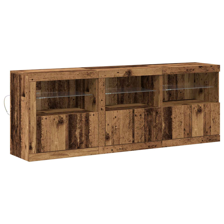 LED Sideboard Oud Hout 181 x 37 x 67 cm Bewerkt hout