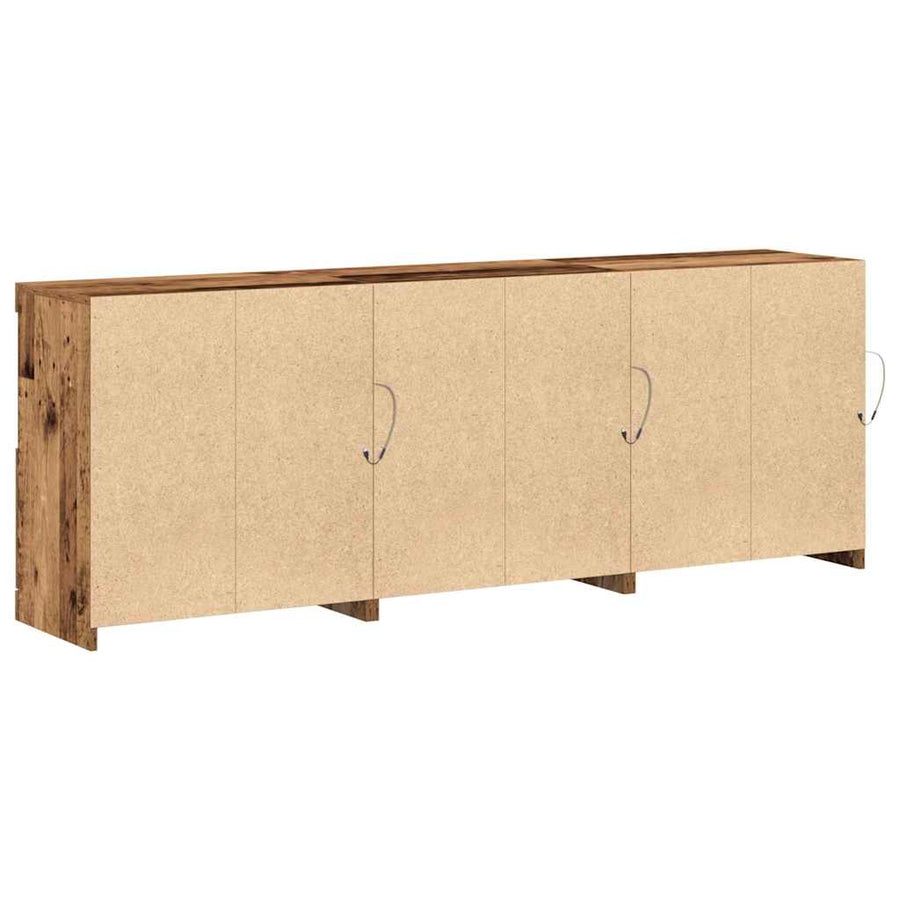 LED Sideboard Oud Hout 181 x 37 x 67 cm Bewerkt hout