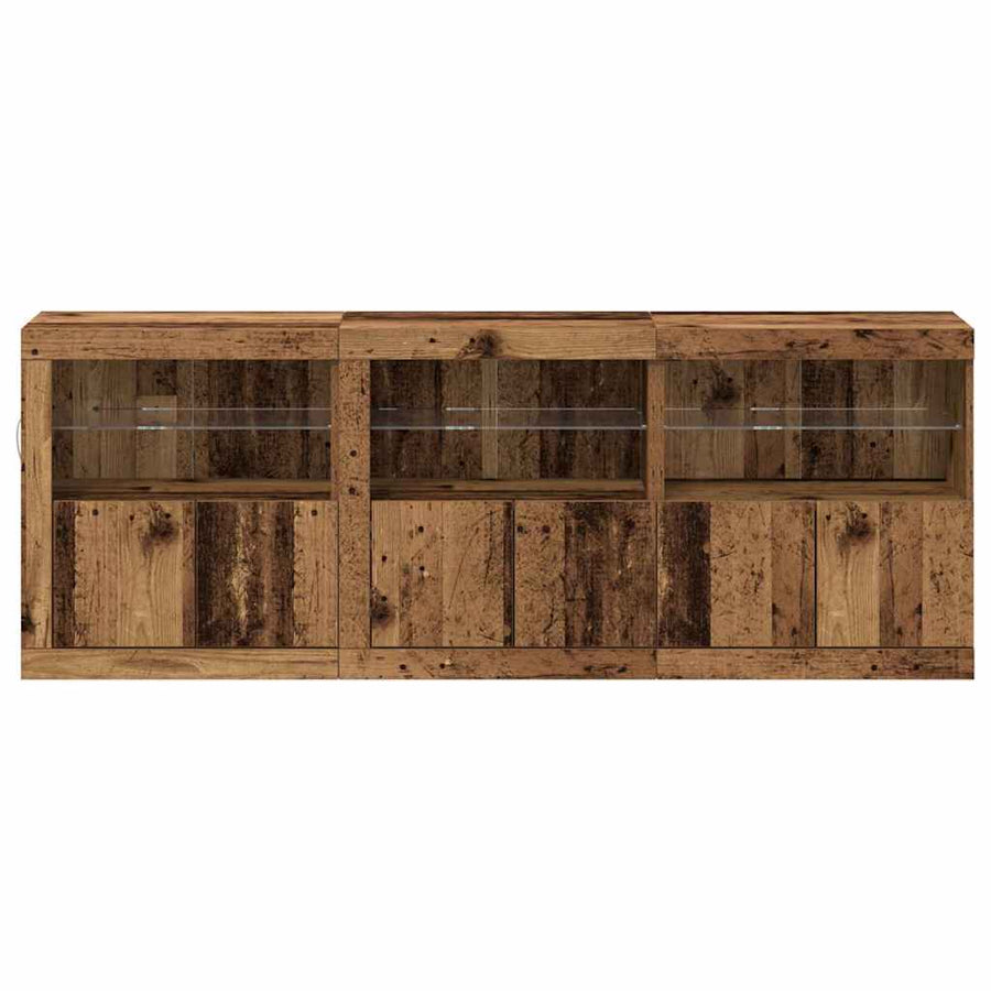 LED Sideboard Oud Hout 181 x 37 x 67 cm Bewerkt hout