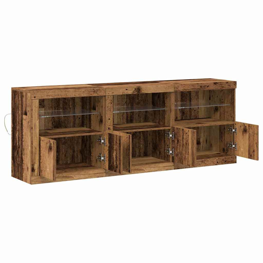 LED Sideboard Oud Hout 181 x 37 x 67 cm Bewerkt hout