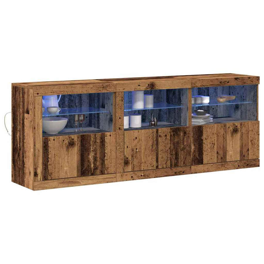 LED Sideboard Oud Hout 181 x 37 x 67 cm Bewerkt hout