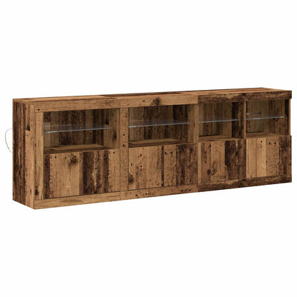 LED Sideboard Oudhout 202 x 37 x 67 cm Bewerkt hout