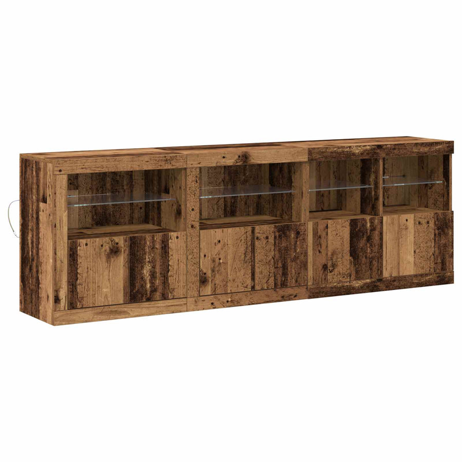 LED Sideboard Oudhout 202 x 37 x 67 cm Bewerkt hout