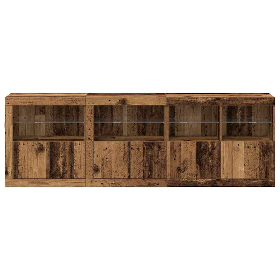 LED Sideboard Oudhout 202 x 37 x 67 cm Bewerkt hout