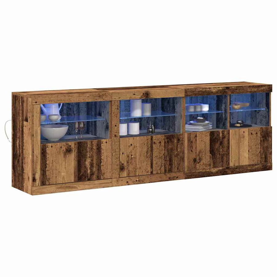 LED Sideboard Oudhout 202 x 37 x 67 cm Bewerkt hout