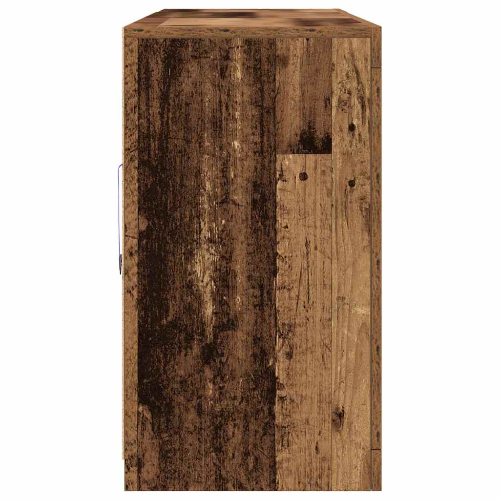 LED Sideboard Oudhout 202 x 37 x 67 cm Bewerkt hout